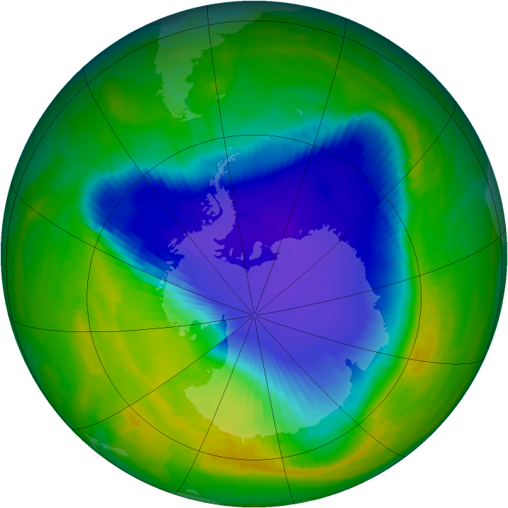 Antarctic ozone map for 09 November 1998